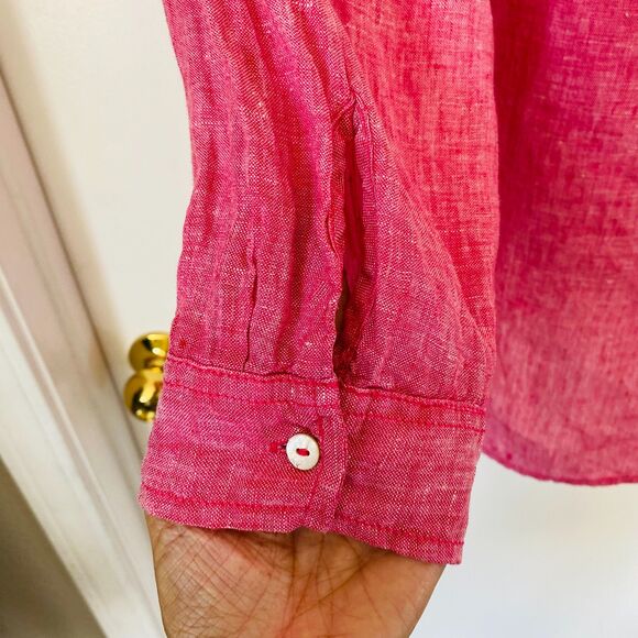 JONES NEW YORK Pink 100% Linen Pop Over Long Sleeve Lagenlook Top SIZE 2X - Picture 4 of 8